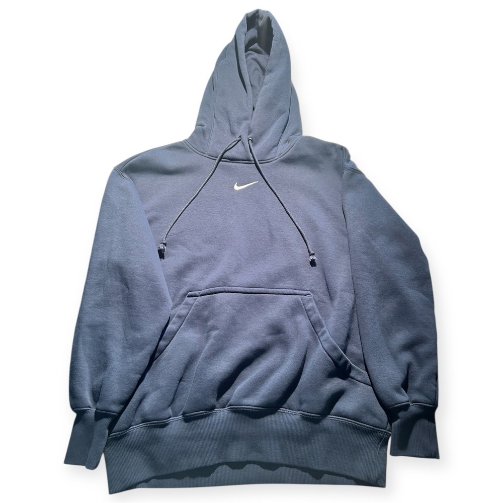 Nike Center Swoosh Phoenix Fleece Oversized Pullover Hoodie Womens Navy Size XS - Picture 1 of 6